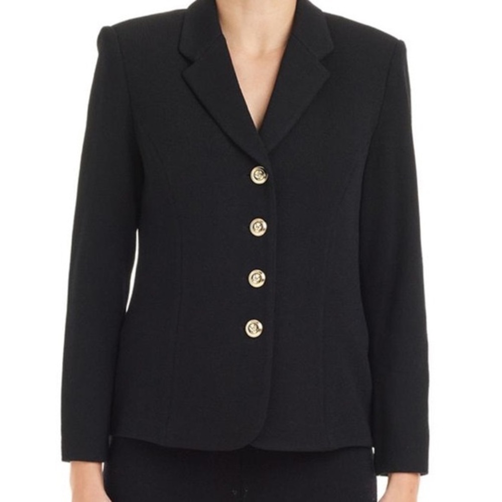 ST JOHN BASICS Santana knit blazer gold buttons